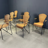 Wicker chairs by Frederick Weinberg, 1960s, set of 6