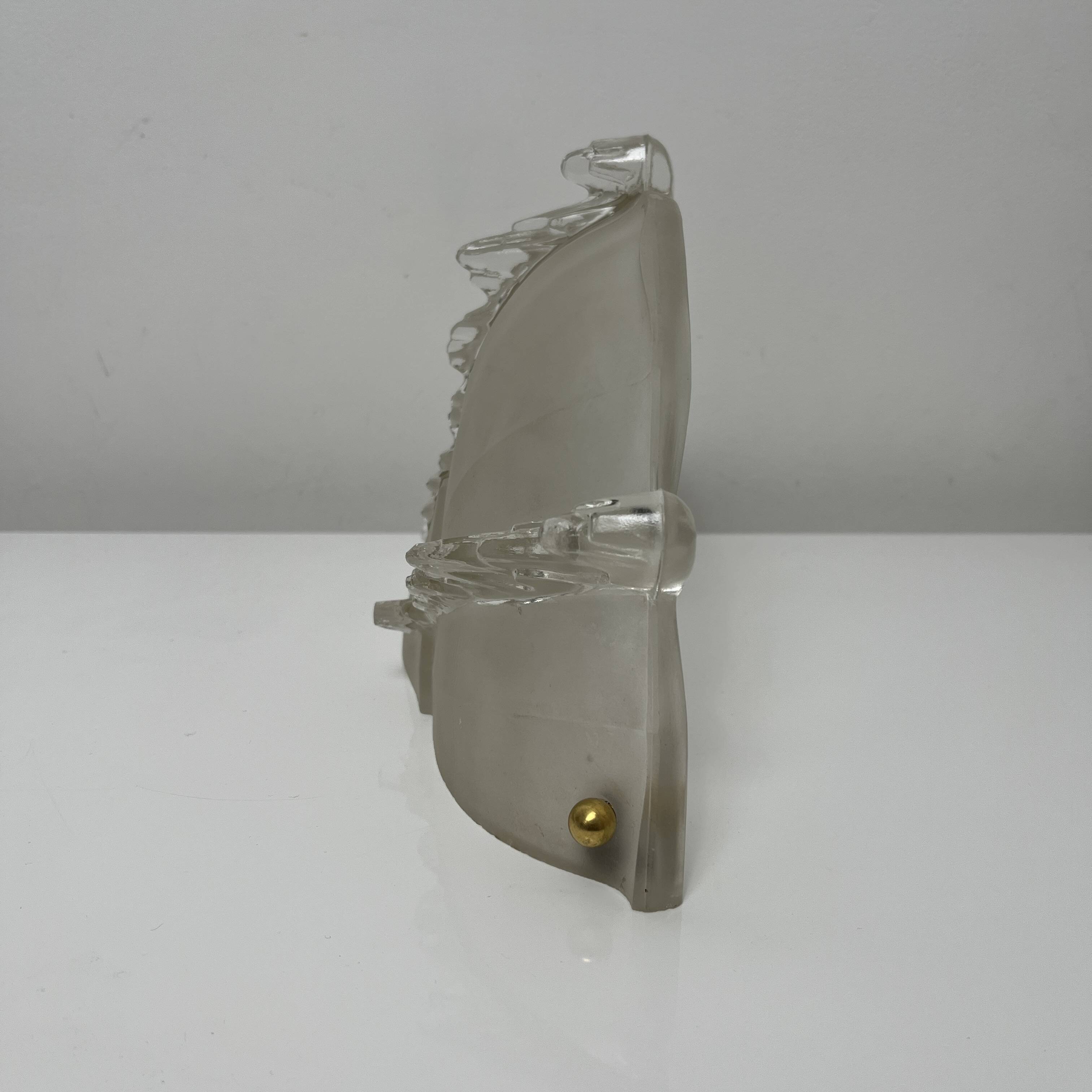 Partially frosted pressed glass wall lamp Art Deco Ezan icicle Jean Gau