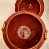 Old glazed terracotta lid jar, 25cm diameter, TBE