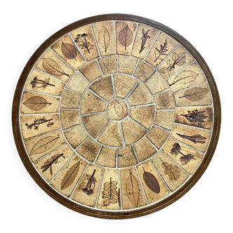 Table basse ronde  herbier - Roger Capron