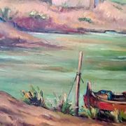 Tuscan landscape painting oil on panel signed