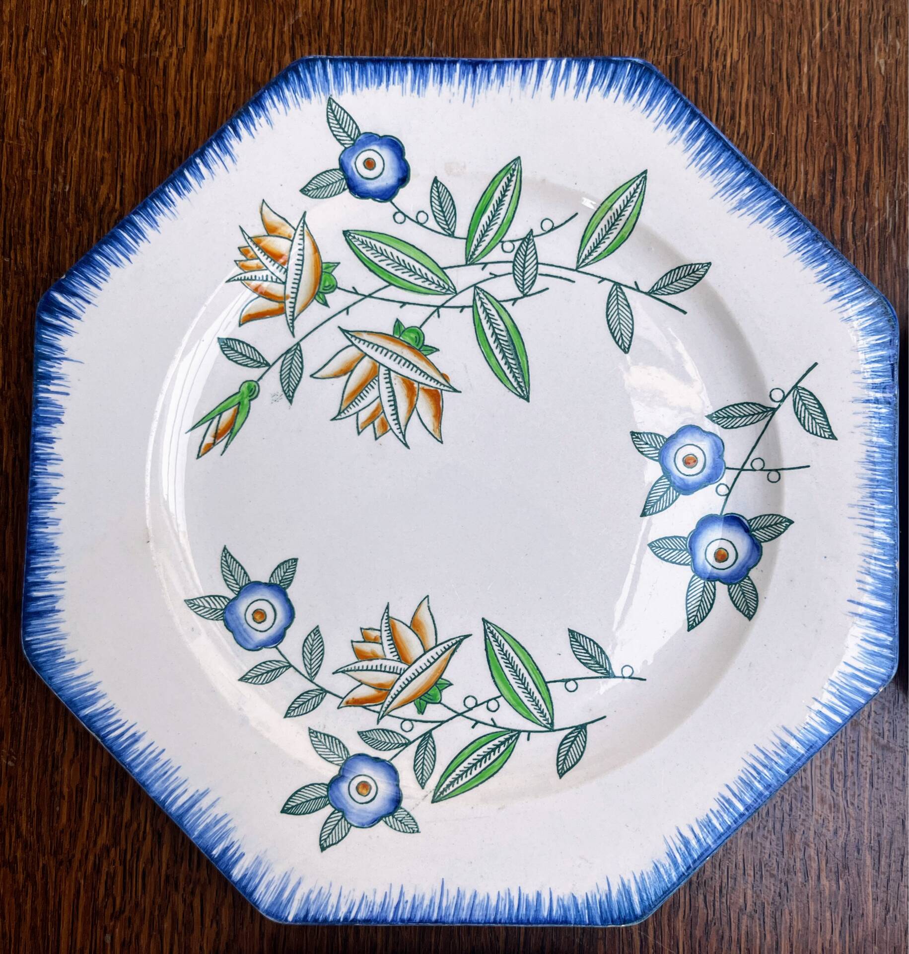 Set of 4 antique Longwy starter or dessert plates.