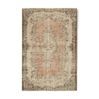 Tapis beige rustique anatolien tissé à la main 173 cm x 264 cm