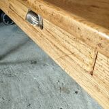 Rustic farmhouse table in solid oak with antique patina finish 200 x 90