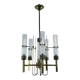 Lustre à cinq bras en laiton et tube de verre. Italie des années 1960, Sciolari