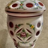 Bohème crystal opaline overlay bonbonnière dragée - 19th century