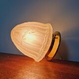 Art Deco ceiling light in transparent satin glass, 1920s-30s