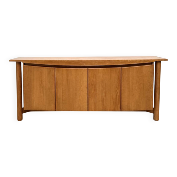 Enfilade galbée Maison Regain en orme massif, 1970