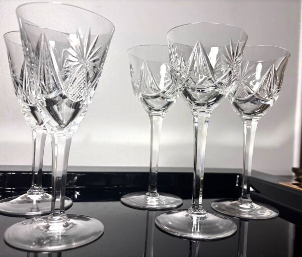 6 verres cristal probable production Saint Louis or VSL