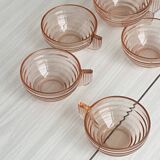 Thick old rose glass cups