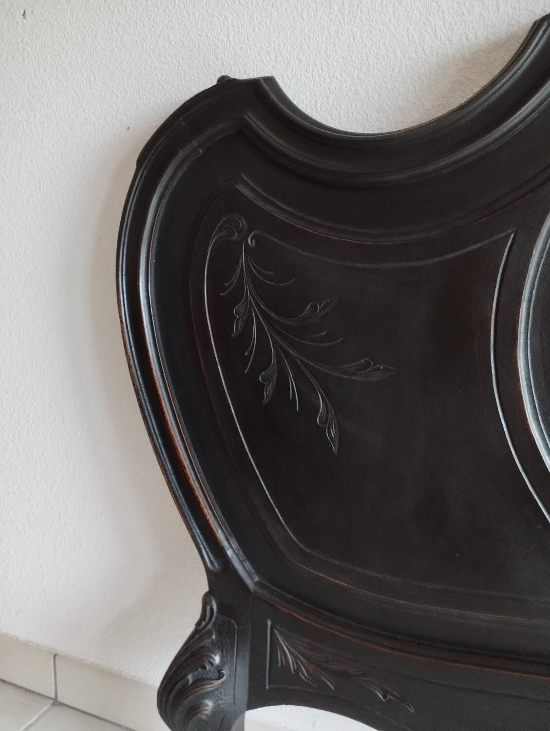 Rocaille Louis XV style headboard, black patina