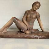 Statue la femme aux oiseaux signée art déco