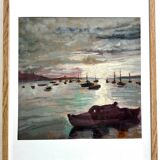 Marine de Bretagne, M. Tassart, huile sur carton 1964