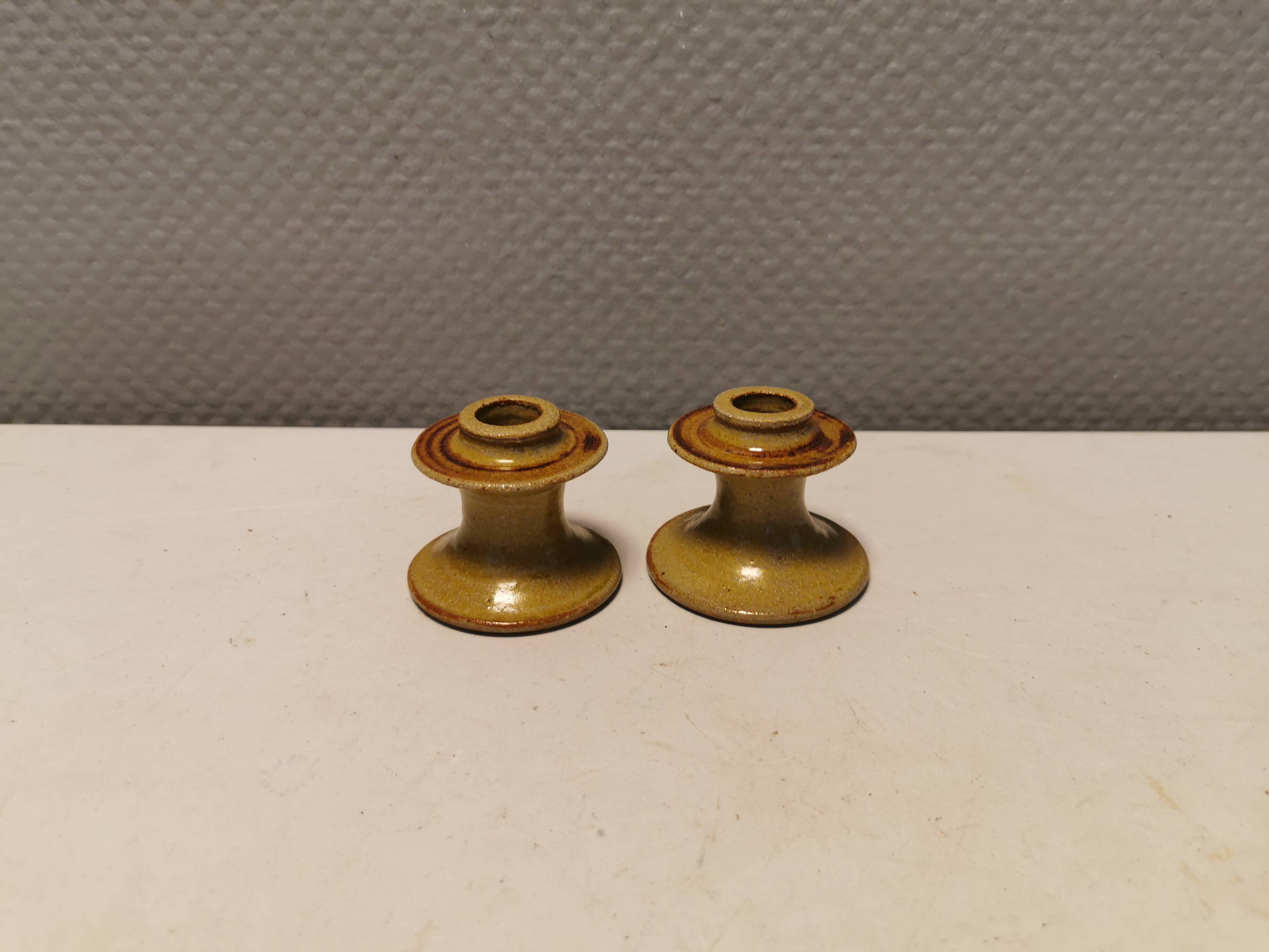 A set of ceramic candlesticks by L.Hjort Denmark 1970s.