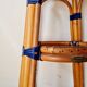 Vintage high stool Multicanne - Rattan & blue Rilsan - French