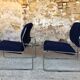 Paire de fauteuils vintage chrome et microfibre bleue circa 70