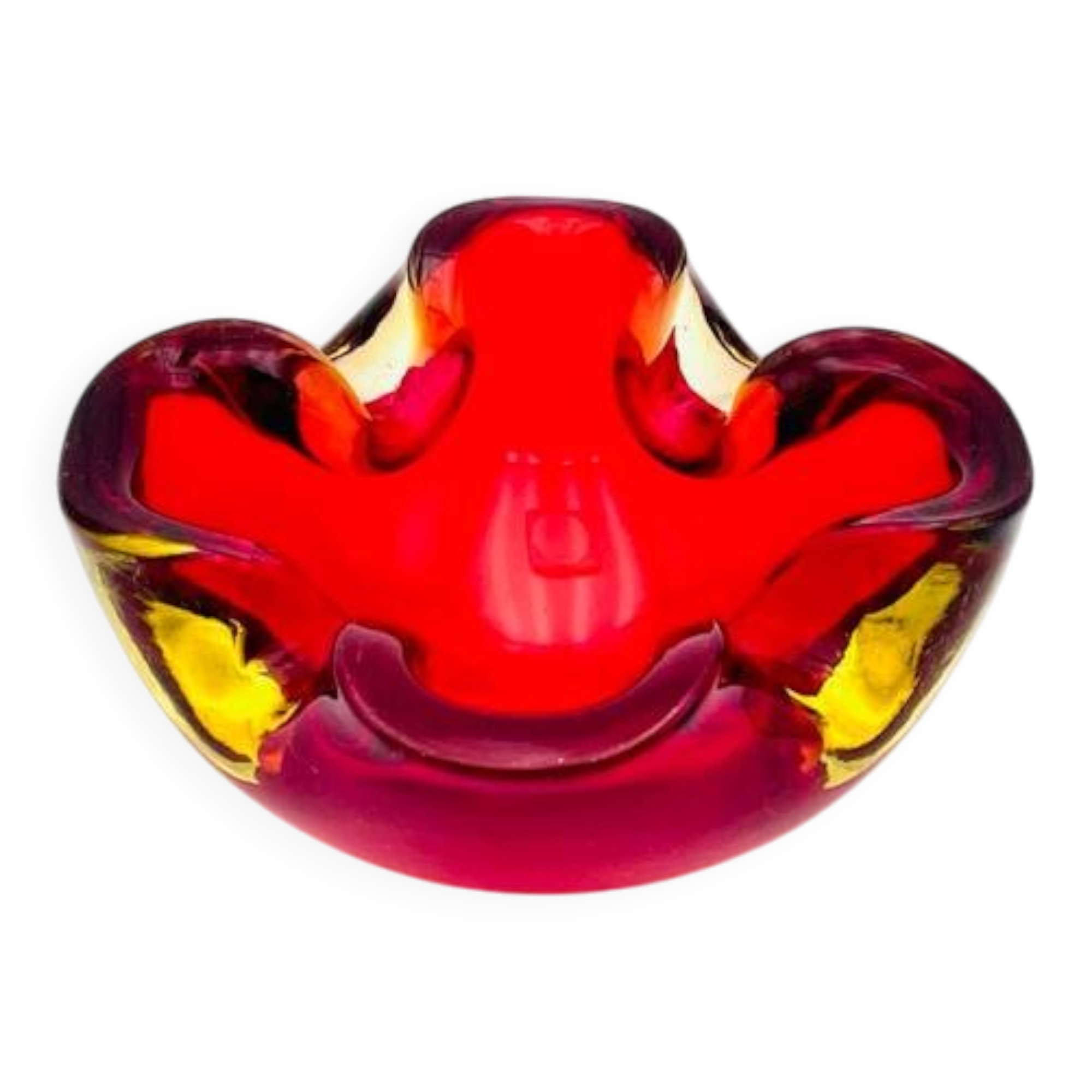 Murano Sommerso Red & Yellow Dish - Flavio Poli - circa 19