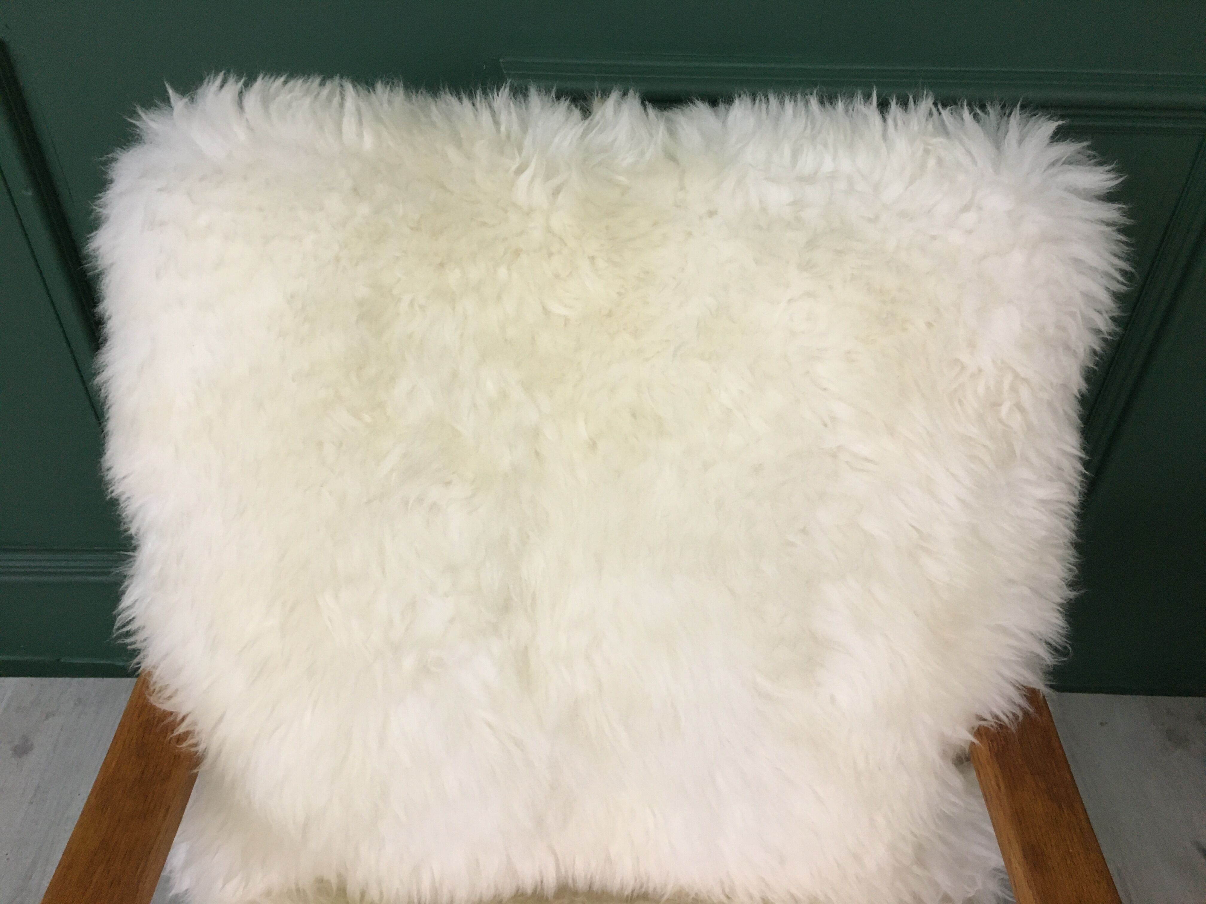 Vintage white sheepskin armchair