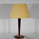 Lampe en acajou et laiton,- 1950