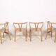 4x Chaise Wishbone CH24 de Hans J. Wegner en chêne, 1990