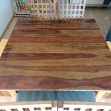 Set square table 6/8 people + 4 chairs + 2 benches