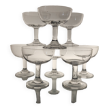 8 blown glass champagne glasses