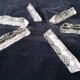 6 triangular crystal knife rests in lead crystal.