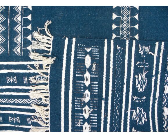Moroccan berber blue kilim carpet | Selency