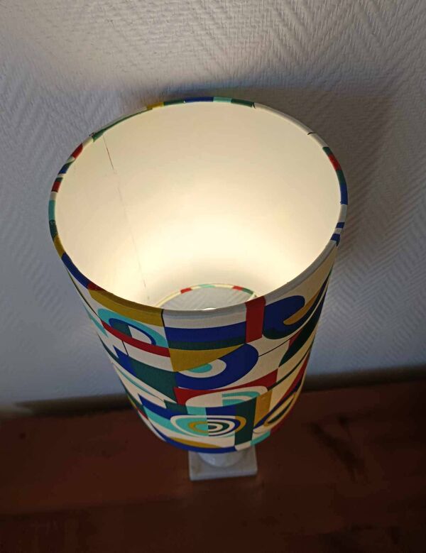 Lampe en albâtre et abat-jour sur mesure