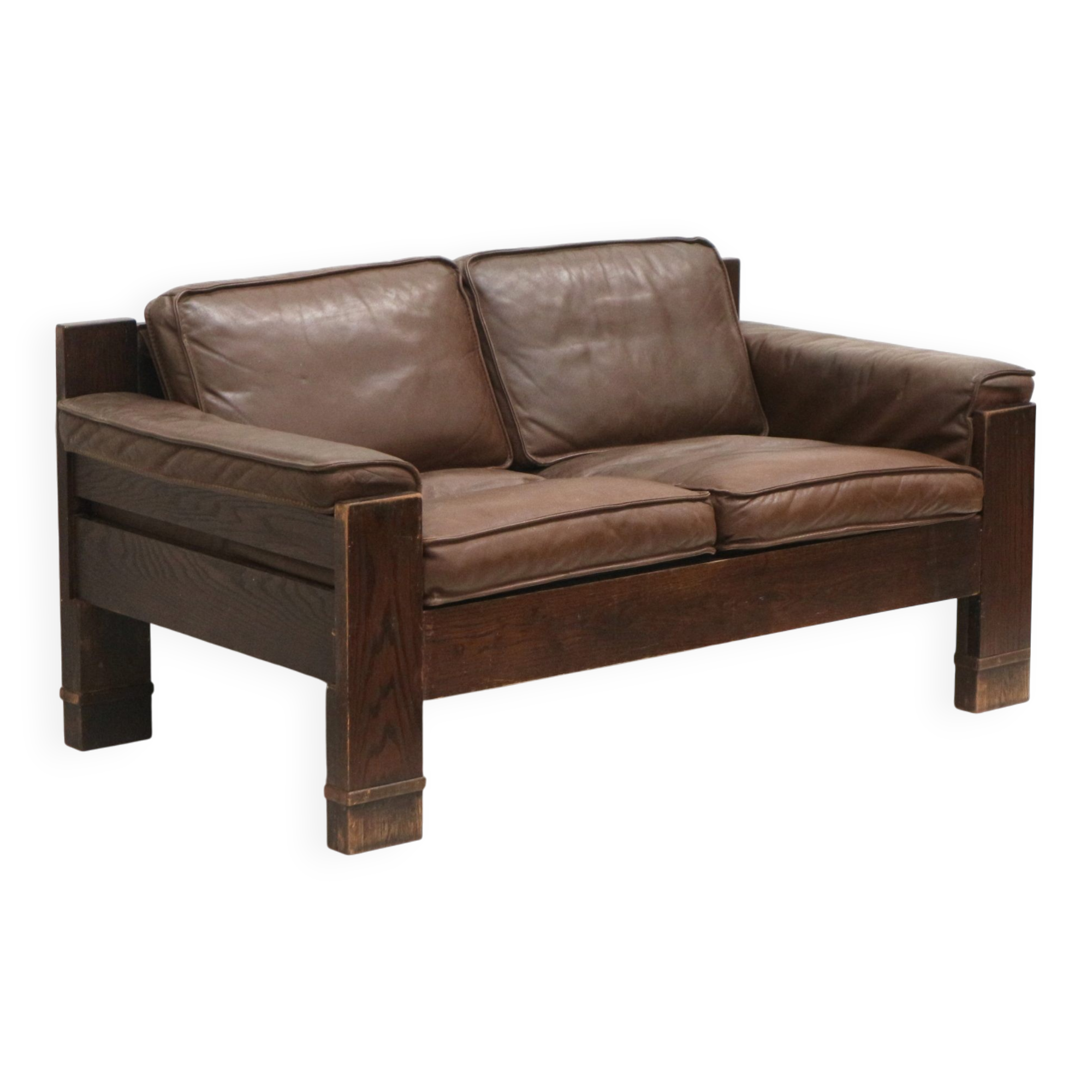 Vintage mid century modern leather design sofa 757 by Harry de Groot for Leolux, 70s