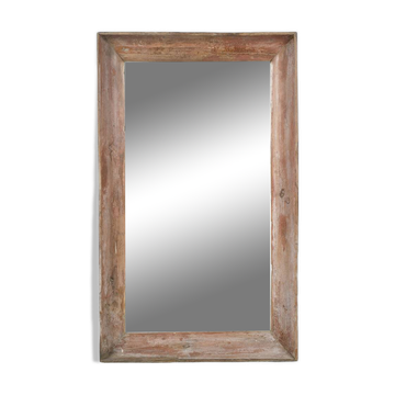 Large antique solid wood mirror (124 x 75 x 11cm)