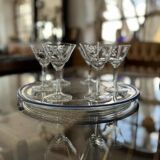 Vintage hand-engraved crystal glasses, 1940s, set of 6