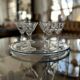 Vintage hand-engraved crystal glasses, 1940s, set of 6