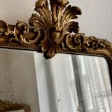 Old mirror louis Philippe Dore gold leaf pediment gilded fireplace