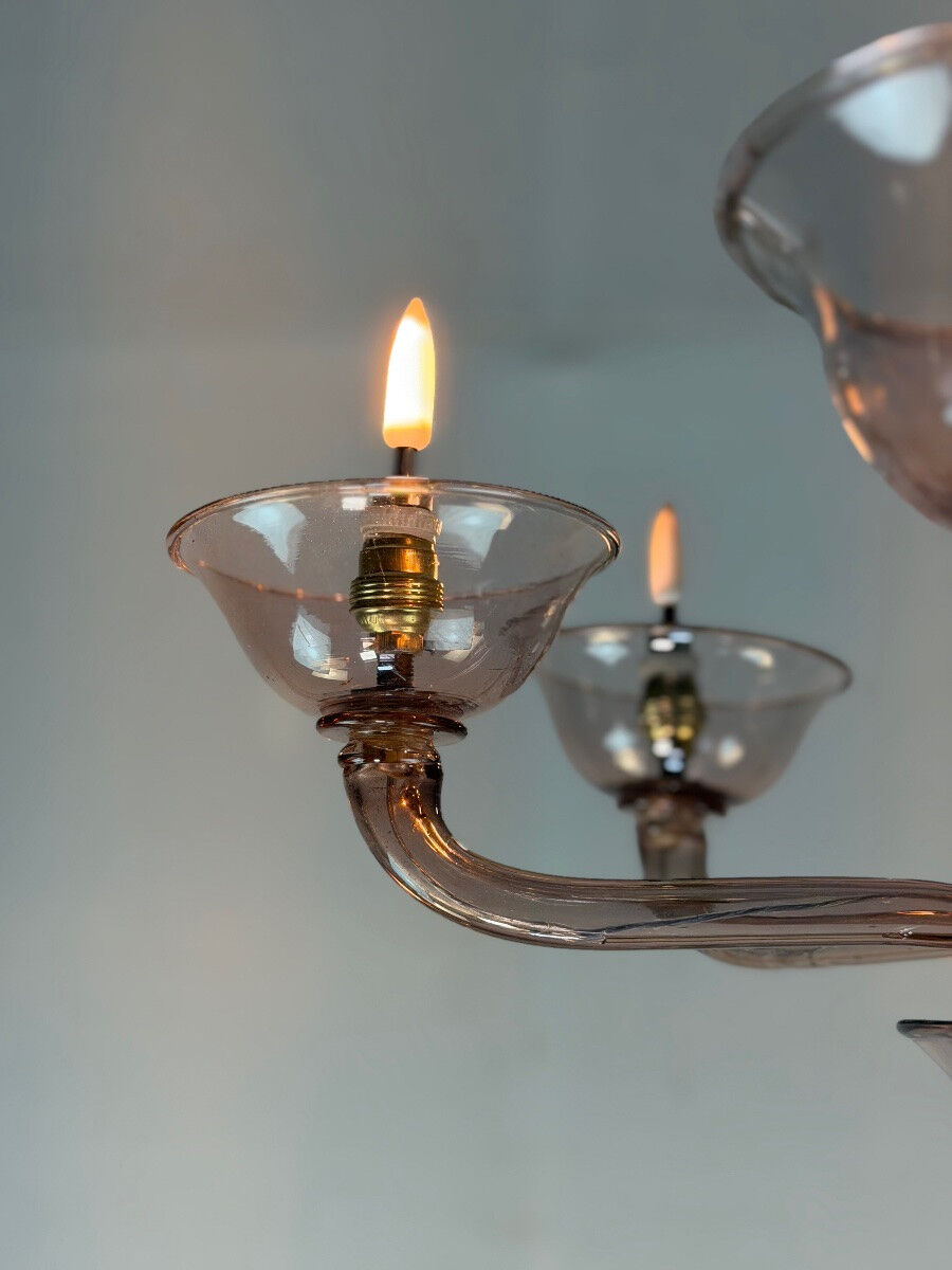 Venetian lustre made of Murano glass in amethyst colour, circa 1920.