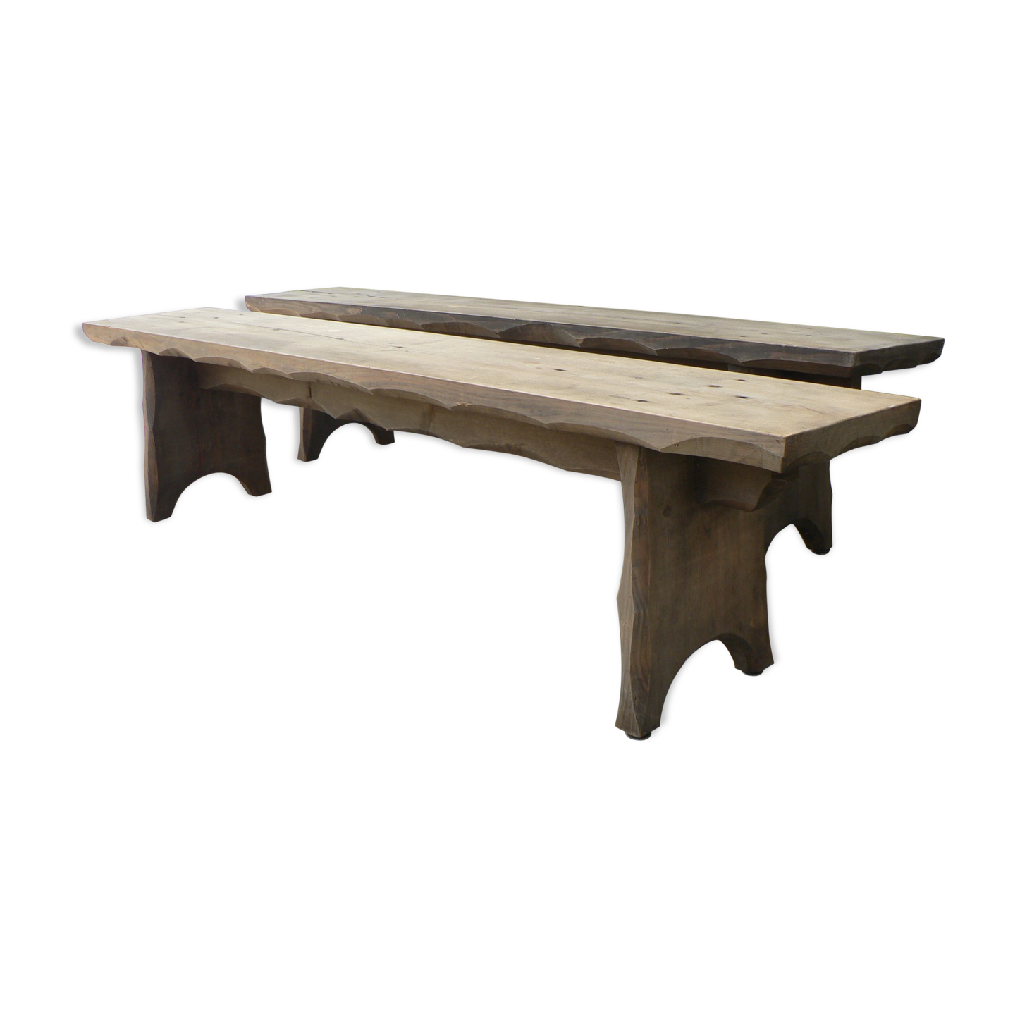 Pair of rustic farm table bench