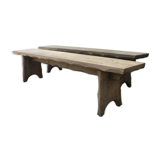 Pair of rustic farm table bench