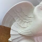 Cracked ceramic doves, signed Lejan