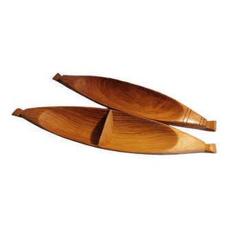 Pair of wooden appetizer dishes