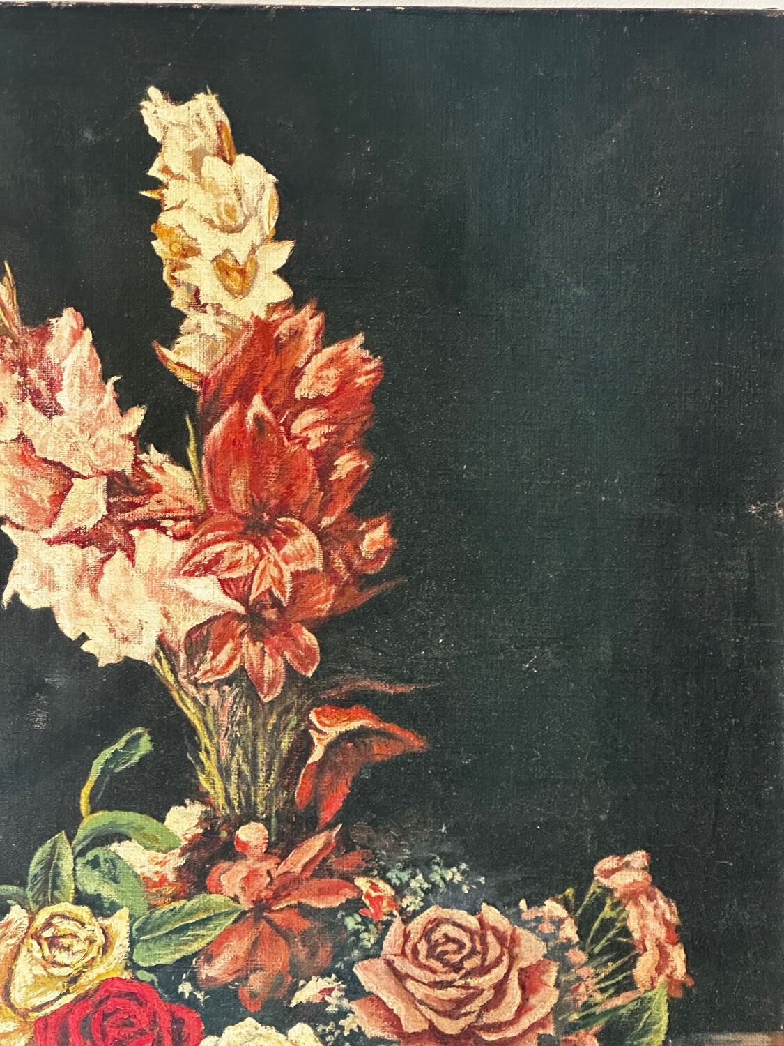 Floral still life signed Gérard Lecerf, oil on canvas, 1965 (Dun