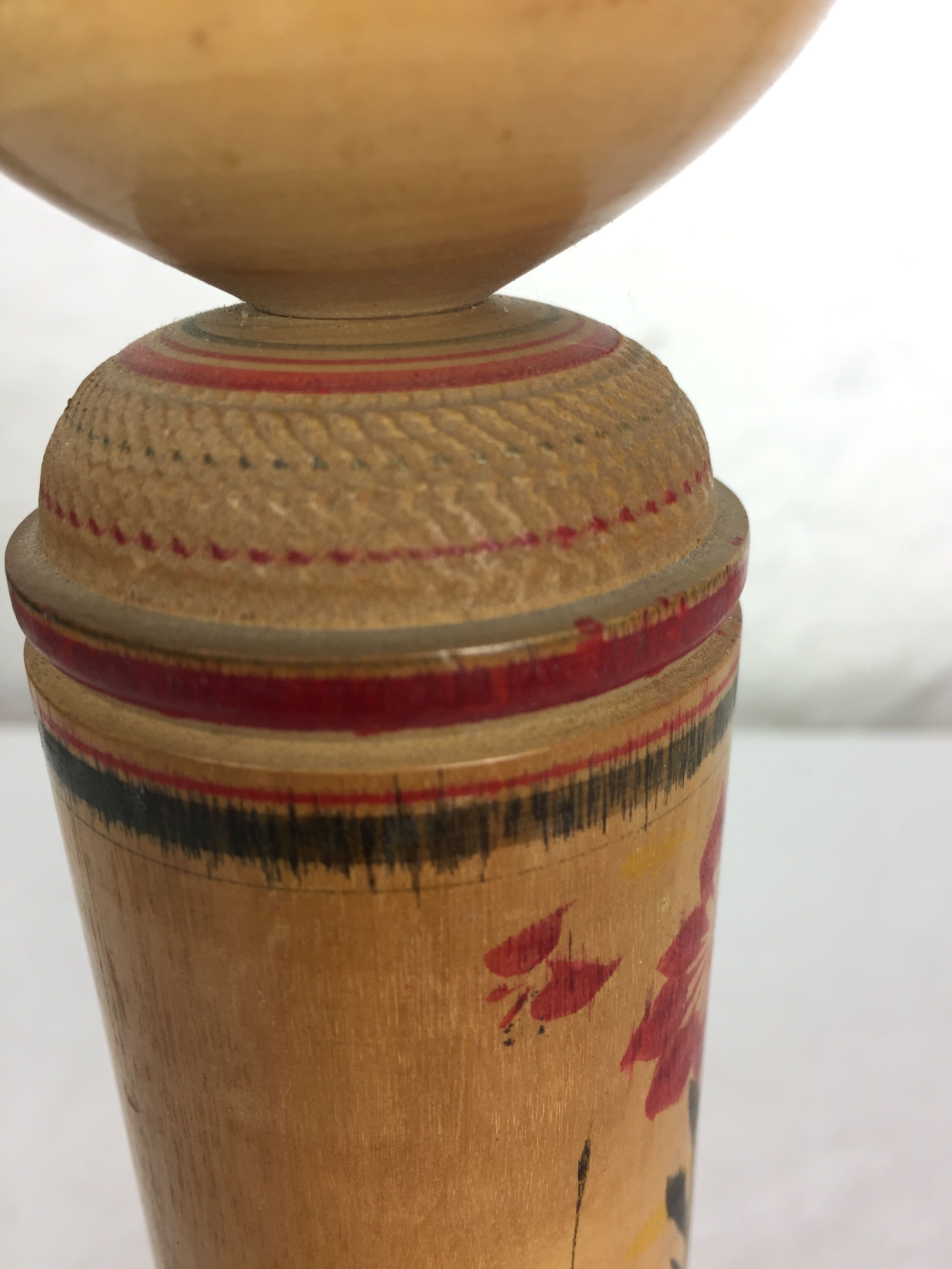 Japanese Kokeshi hand-painted doll from the 1960s