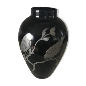 Vase verre noir