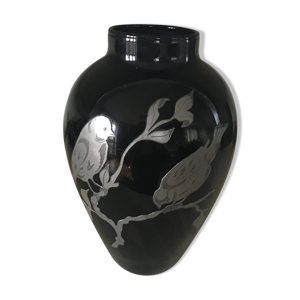 vase verre noir