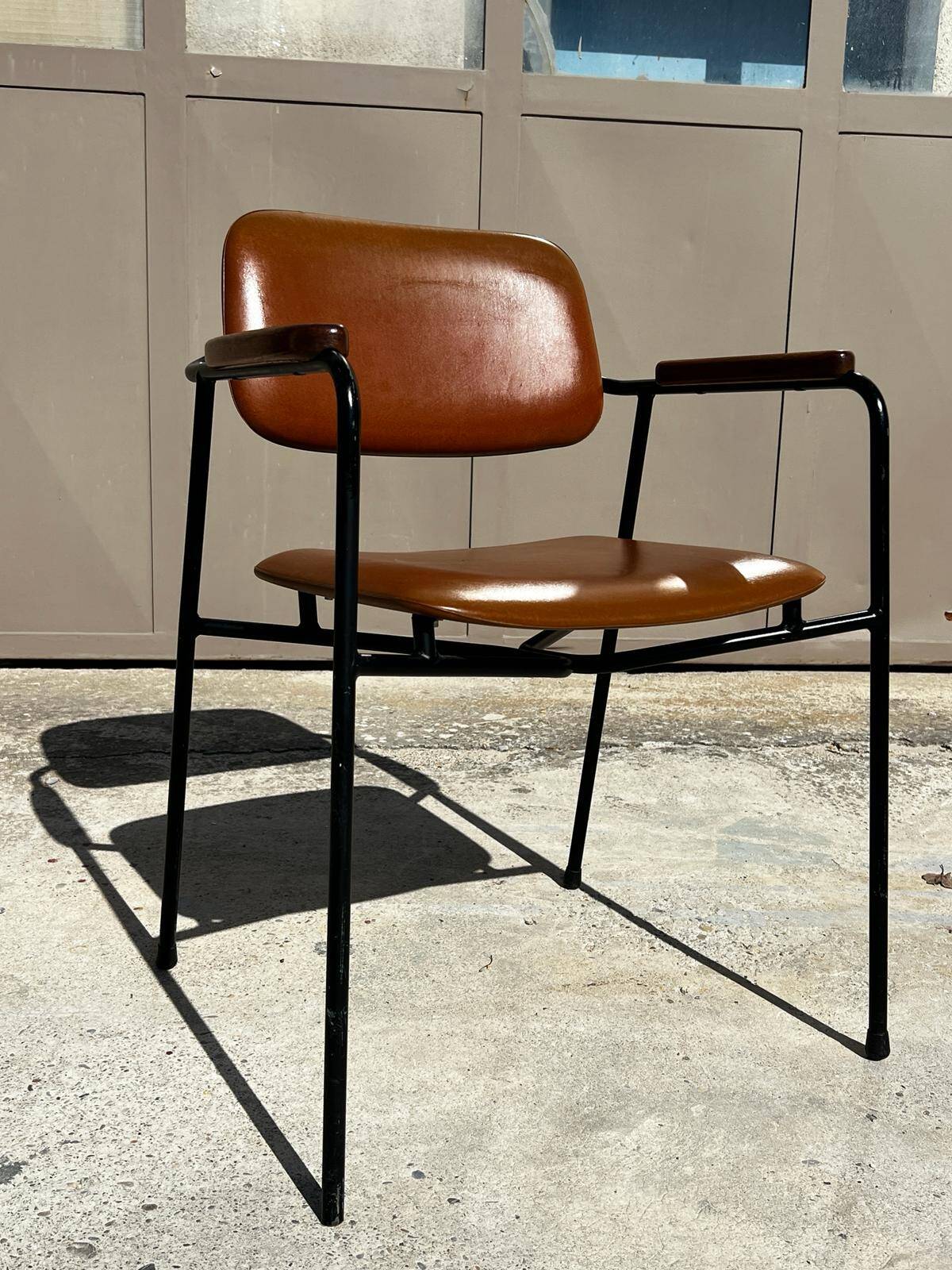 Eugen Schmidt armchair, Coraline cognac model for Airborn 1960.