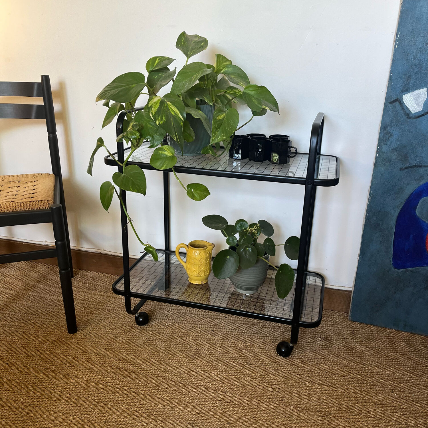 Serving with vintage metal and glass wheels