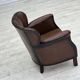 Fauteuil danois des années 1930, cuir marron, velours.