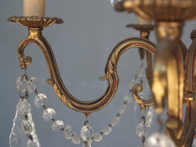 Gilded tassels time 1900 bronze chandelier