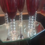 Lot 5 vintage ruby red glass flutes