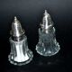Vintage molded glass and silver metal salt shakers - salt pepper BISTROT