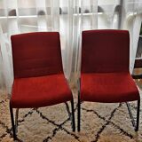 Red suede chairs, Knoll.